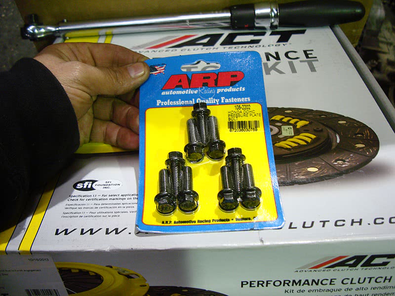 ARP makes the perfect bolt kit because most upgrades use nine bolts to secure the clutch pressure plate to the upgraded nine bolt flywheel. High-grade bolts will do a much better job of securing the clutch pressure plate under heavy acceleration. ARP bolt kit