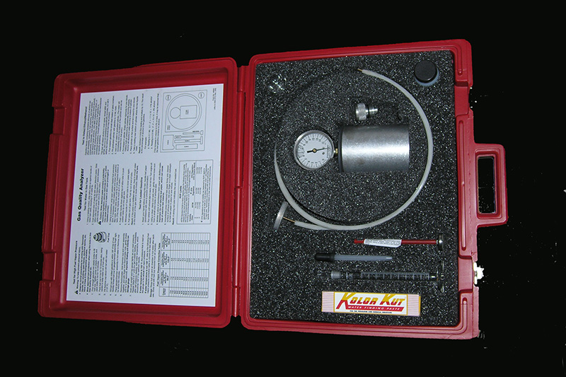 This gasoline quality test kit from OTC is used to check for water in the gasoline, the fuel vapor pressure, and the ethanol content. OTC gasoline quality test kit