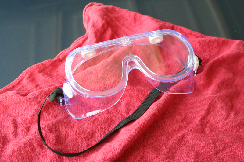 Goggles are more practical than just safety glasses when trying to avoid dust particles from grinding, cutting or splashing liquids.