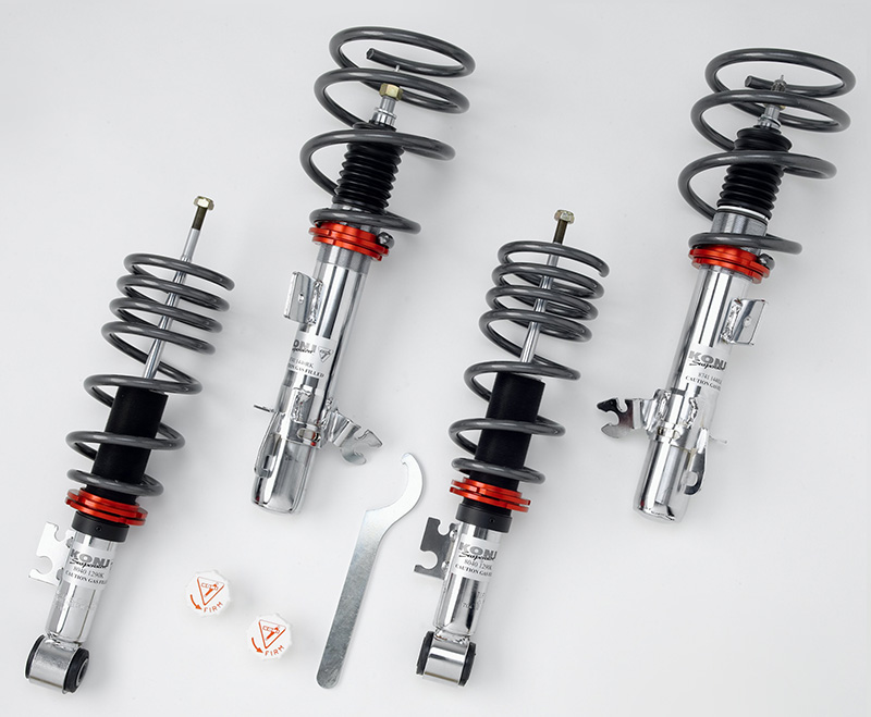 These high-quality fully-adjustable coil-overs will give you all the options you need to tailor your suspension to your liking (courtesy Koni). Koni fully-adjustable coil-overs